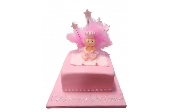 Baby Shower Cake with Feathers and Stars